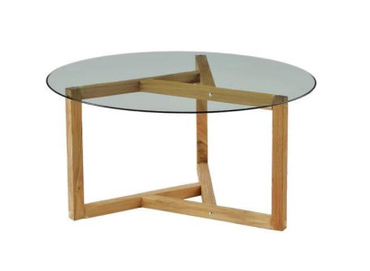 Coffee table glass table top wooden legs living room modern minimalist furniture